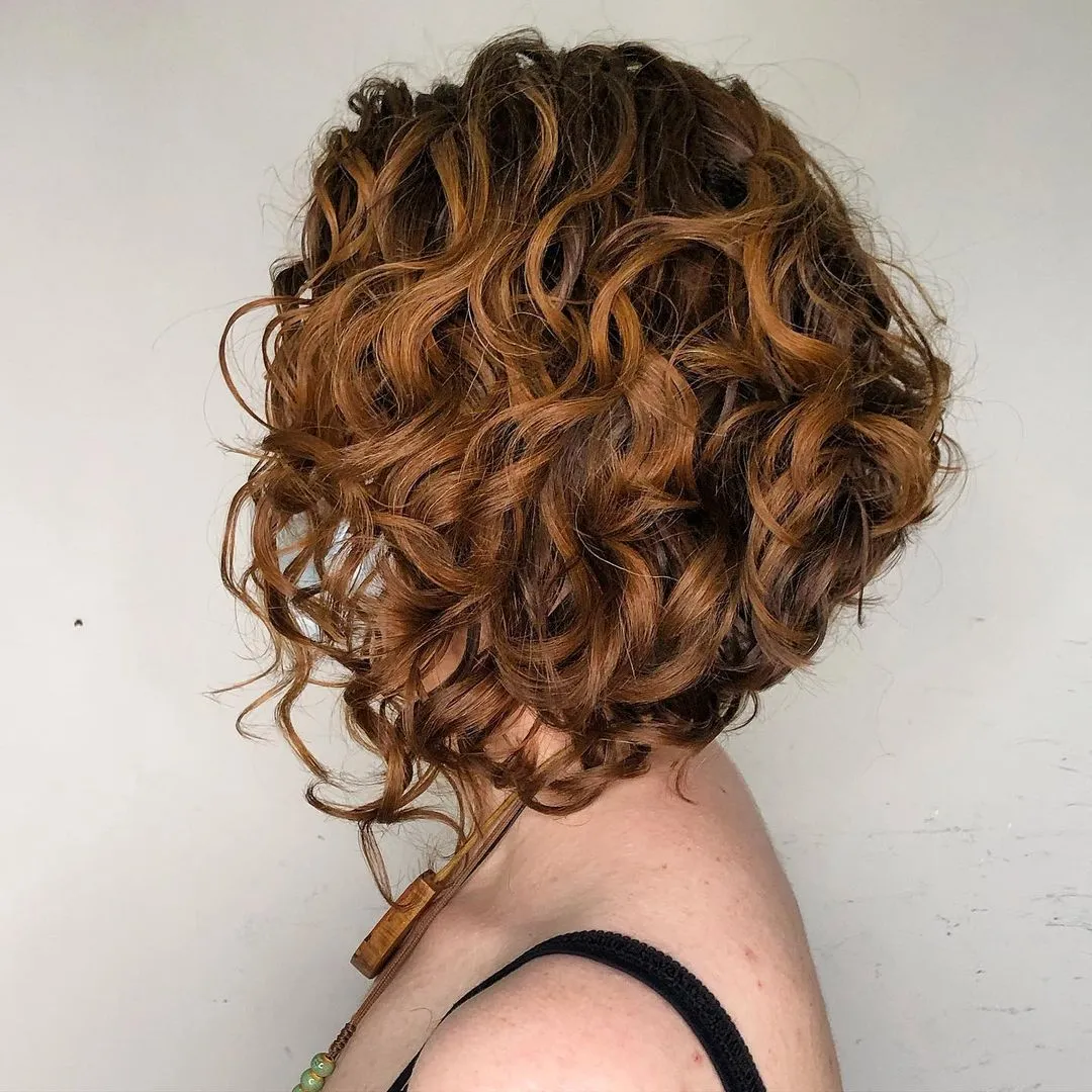 Stacked Inverted Bob on Curly Hair