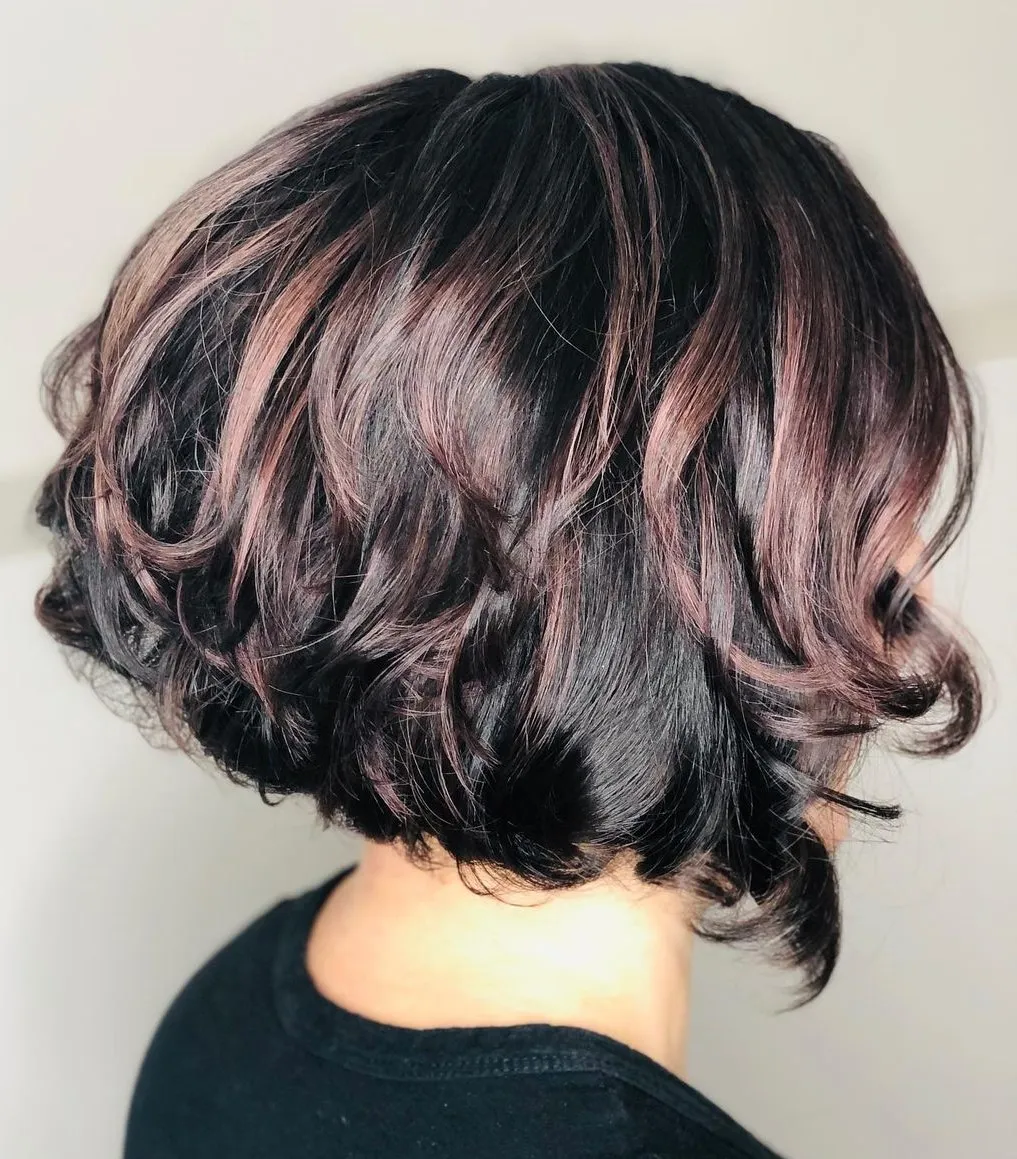 Shorn Angled Bob on Shiny Thick Wavy Hair