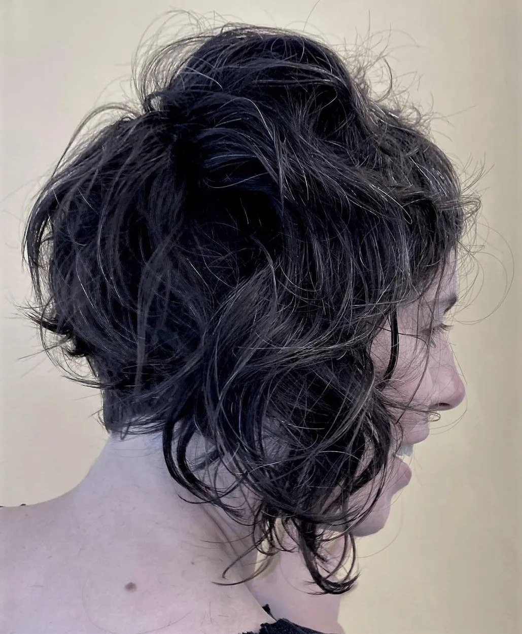 Asymmetric Inverted Pixie Bob for Curly Hair