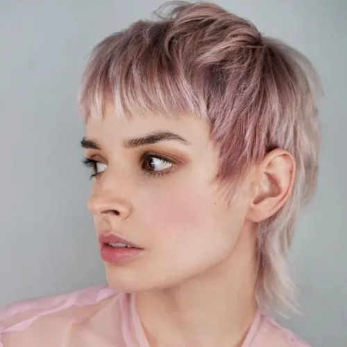 Short Pink Blonde Mullet