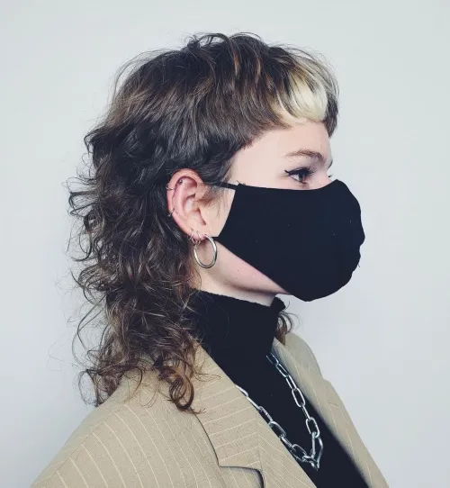 Brown Curly Mullet Hairstyle