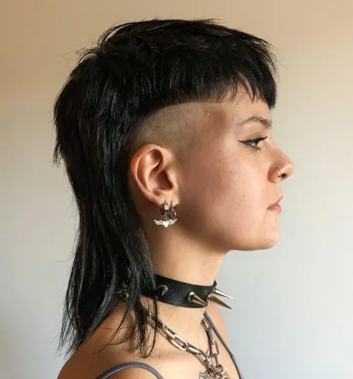 Edgy Mullet with Shaved Sides for Women
