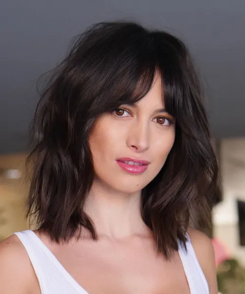 Choppy Lob with Curtain Bangs