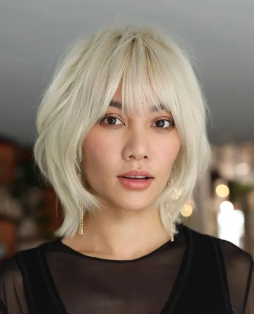 Face-Framing Lob Shag with Bangs