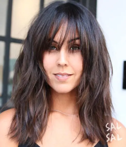 Medium Brunette Shag With Bangs