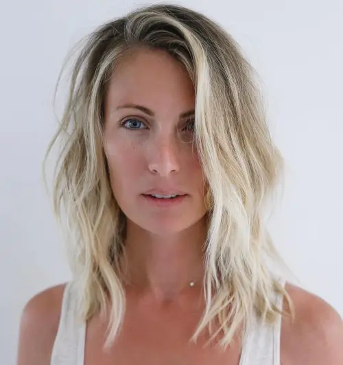 Medium Messy Blonde Balayage Hairstyle