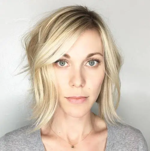 Blonde Tousled Bob With Side Bangs