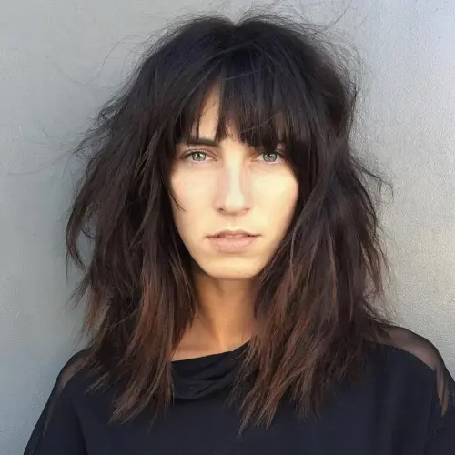 Choppy Shag With Bangs For Medium Hair