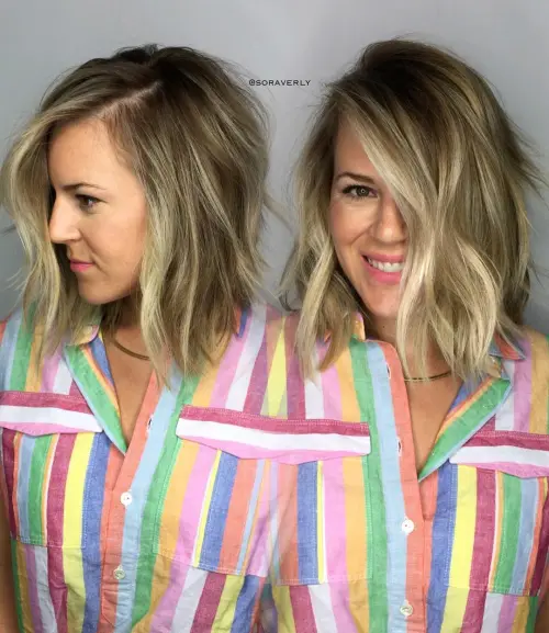 Lob With Face-Framing Balayage