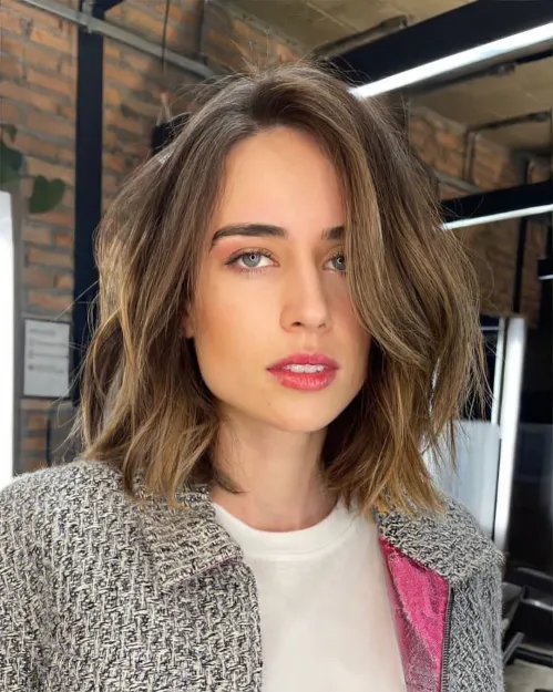 Voluminous Lob with Side Bangs