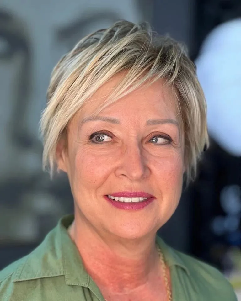 Wispy Blonde Pixie Cut Wispy Pixie Haircut for Sagging Neck