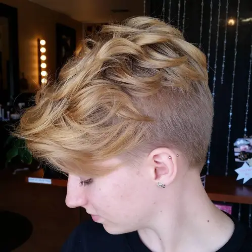 honey blonde pixie undercut