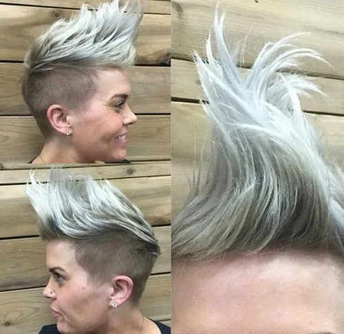 funky grey hair mohawk
