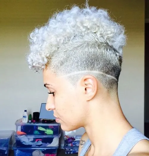 blonde curly mohawk