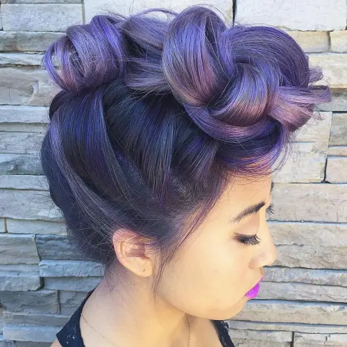Pastel Purple Knotted Mohawk Updo