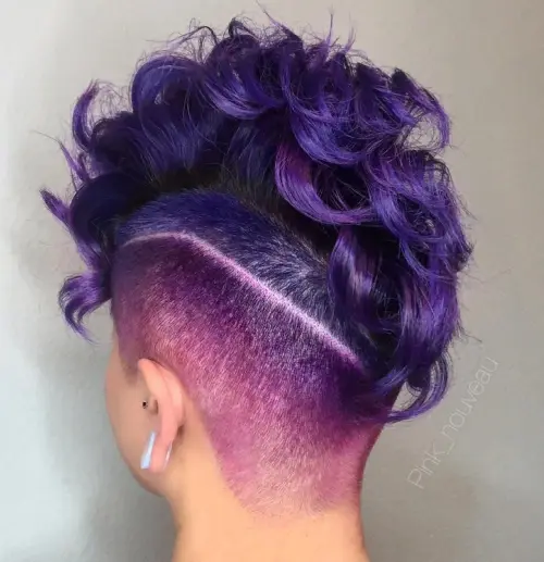 curly purple undercut