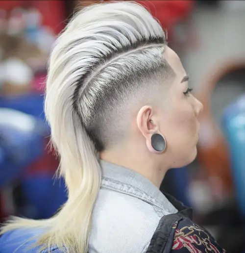Women's Long Mohawk With Taper Fade