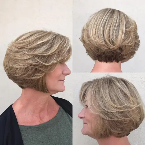 60 Elegant Hairstyles for Women Over 60 to Match Every Preference 17 Layered Ash Blonde Bob For Older Women