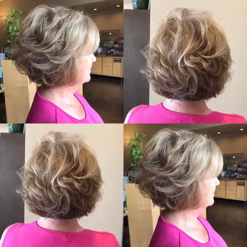 60 Elegant Hairstyles for Women Over 60 to Match Every Preference 5 Feathered Bronde Bob Over 60