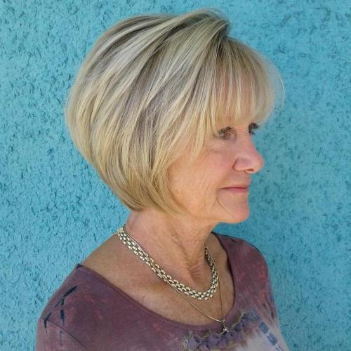 60 Elegant Hairstyles for Women Over 60 to Match Every Preference 9 Over Blonde Bob With Bangs