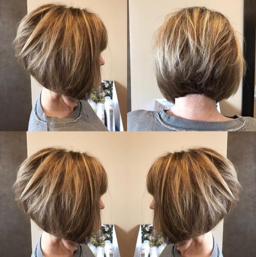 60 Elegant Hairstyles for Women Over 60 to Match Every Preference 32 Inverted Bob With Blonde Highlights