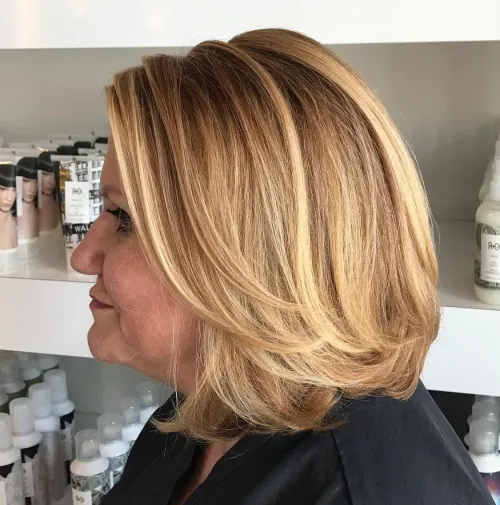 60 Elegant Hairstyles for Women Over 60 to Match Every Preference 35 Caramel Blonde Bob With Layers