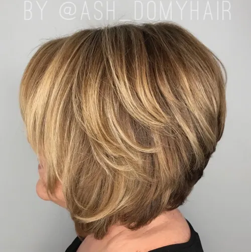 60 Elegant Hairstyles for Women Over 60 to Match Every Preference 54 Bronde Layered Bob Over 60