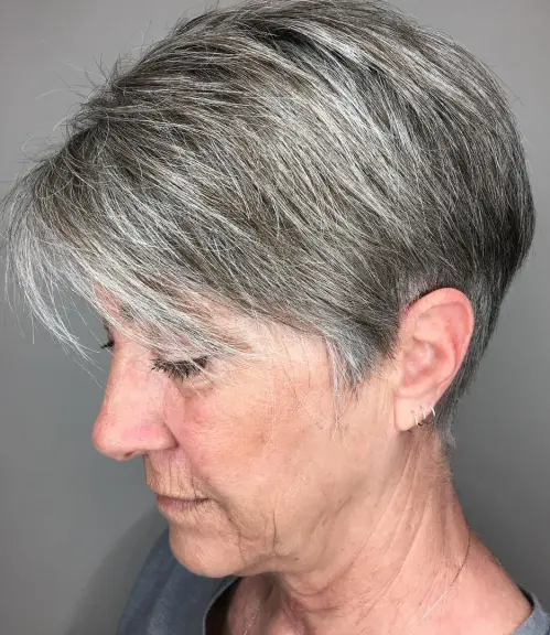 60 Elegant Hairstyles for Women Over 60 to Match Every Preference 36 Gray Pixie Bob With Side Bangs