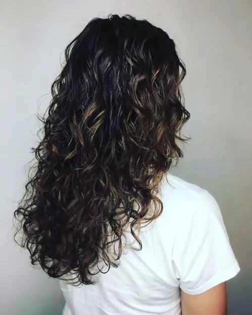 Long Shiny Spiral Perm Hairstyle