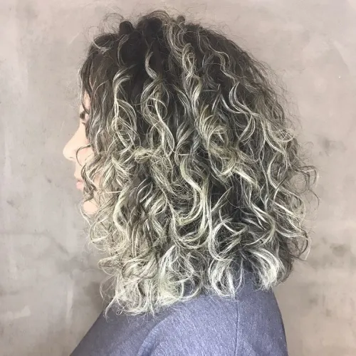 Bleached Perm Lob Hairstyle