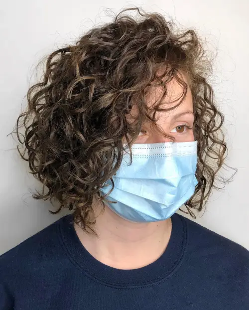 Side-Parted Wavy Perm Bob
