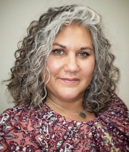 Gray Permed Hair With Lowlights