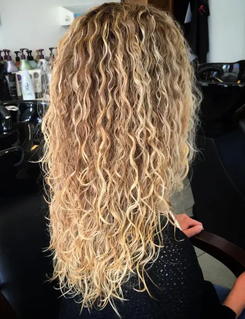 Long Brown Blonde Perm Hair