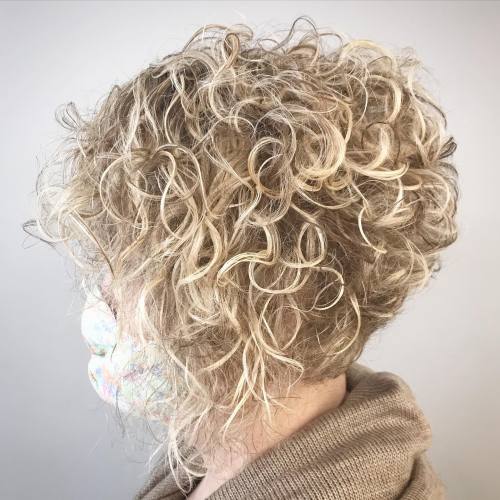 Short Blonde Bob with Perm Curls