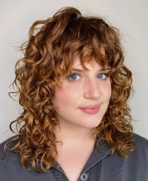 Copper Midi Shag with Perm Curls