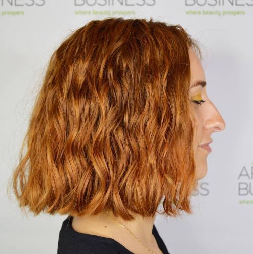 Blunt Bright Bob with Perm Waves