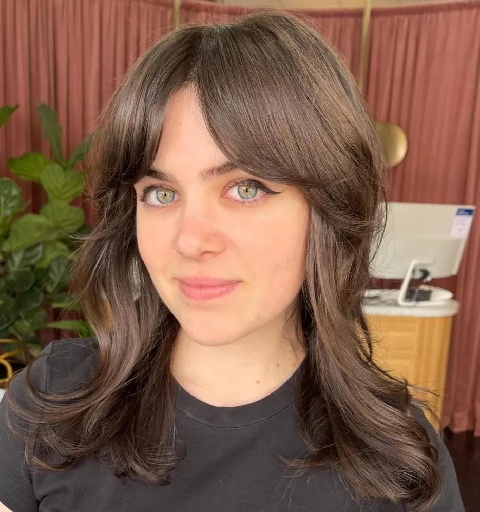 Choppy Wavy Layers and Curtain Bangs