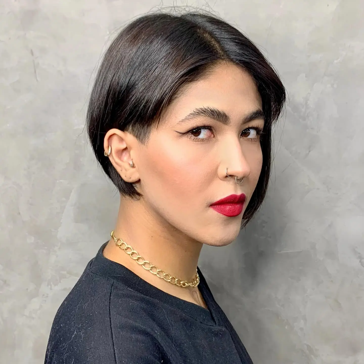 Sleek Graduated Bob with Temple Undercut