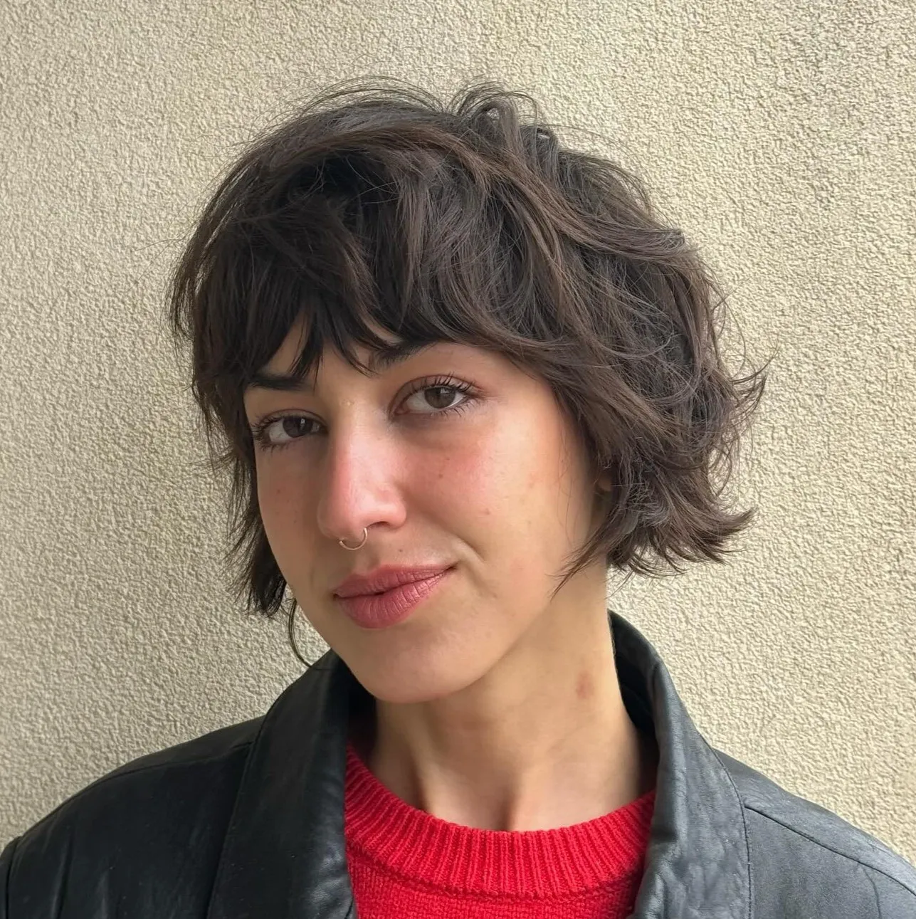 Tousled Wavy Bob with Fringe