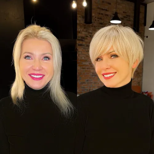 30 Hairstyles That Can Shave a Decade Off Your Appearance 12 Airy Blonde Pixie Makeover