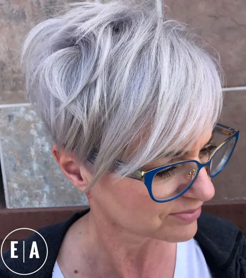 30 Hairstyles That Can Shave a Decade Off Your Appearance 27 Silver Edgy Pixie Cut