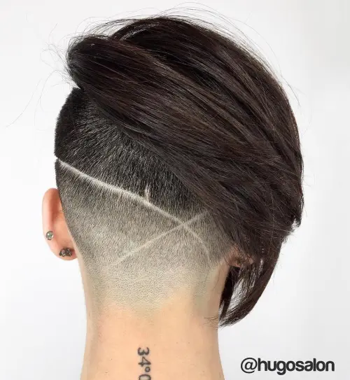 Asymmetrical Half Shaved Short Bob