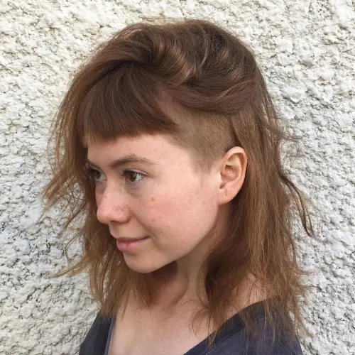 Medium Hair With Bangs And Temple Undercut