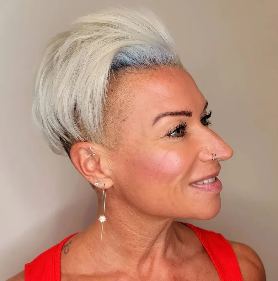 Icy Blonde Hair with Shaved Sides