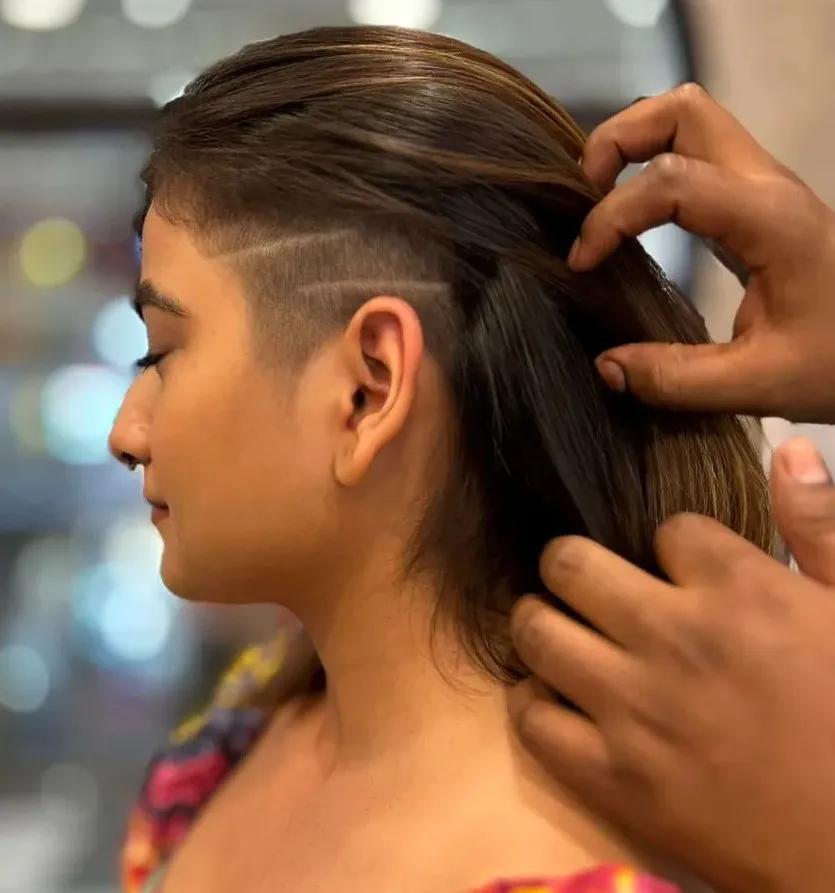 Temple Fade Long Sleek Bob
