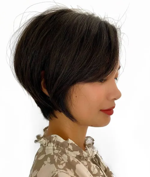 30 Stylish Hairstyles for Thin Straight Hair 19 Straight Pixie-Bob with Swoopy Bangs