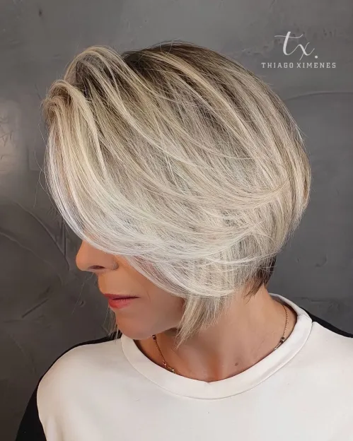 30 Stylish Hairstyles for Thin Straight Hair 7 Short Straight Bob with Swoopy Layers