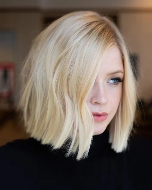 30 Stylish Hairstyles for Thin Straight Hair 12 Blunt Blonde No-Bangs Bob