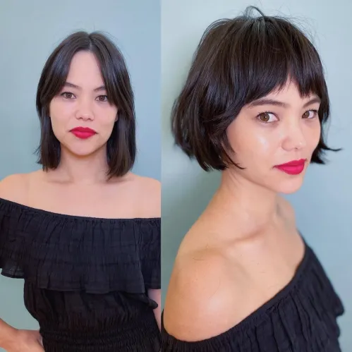 30 Stylish Hairstyles for Thin Straight Hair 15 Short Straight Bob with Bangs