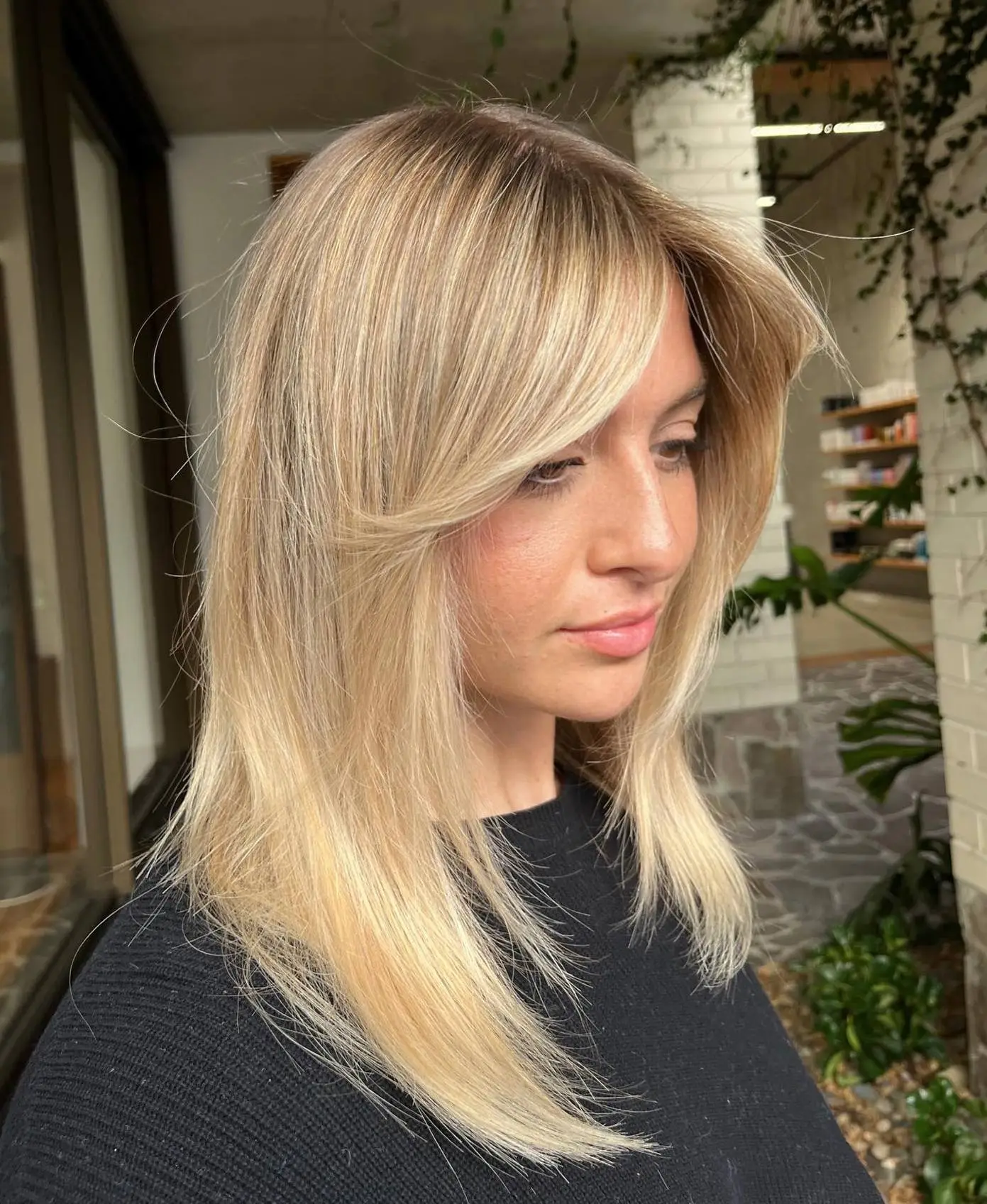 Straight Locks with Framing Bangs Curtain Bangs for Blonde Straight Hair
